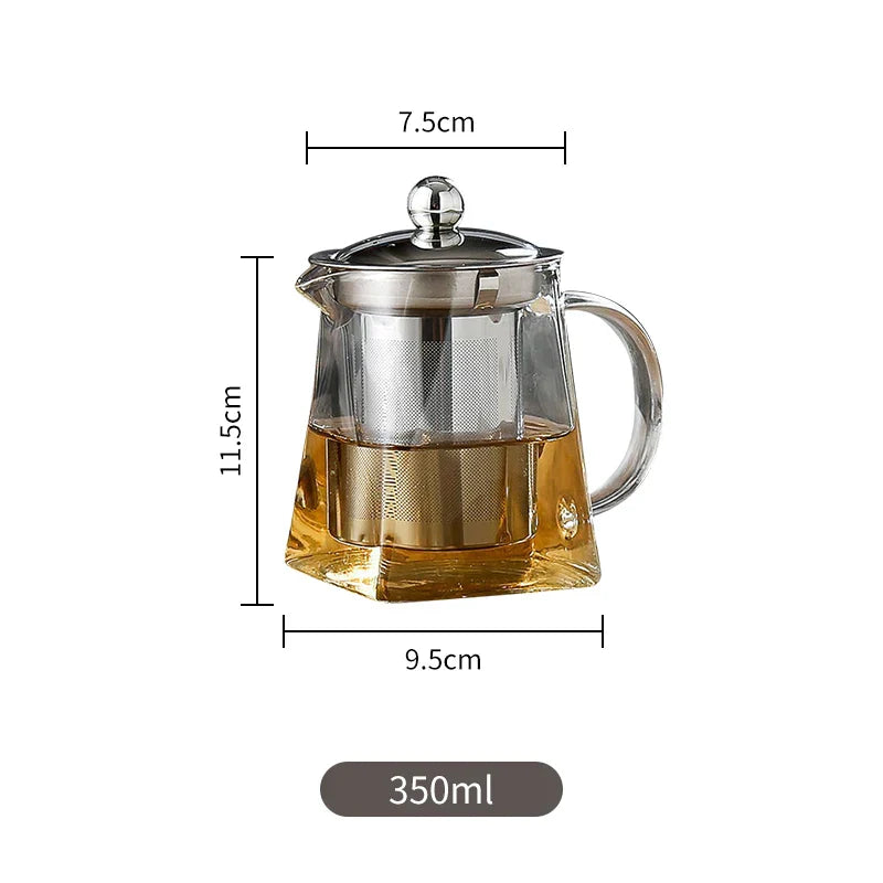 DecorBites™ Glass Tea Pot with Stainless Steel Infuser