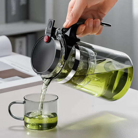 DecorBites™ Glass Tea Pot with Infuser & Chinese Tea Set Deep Utensil